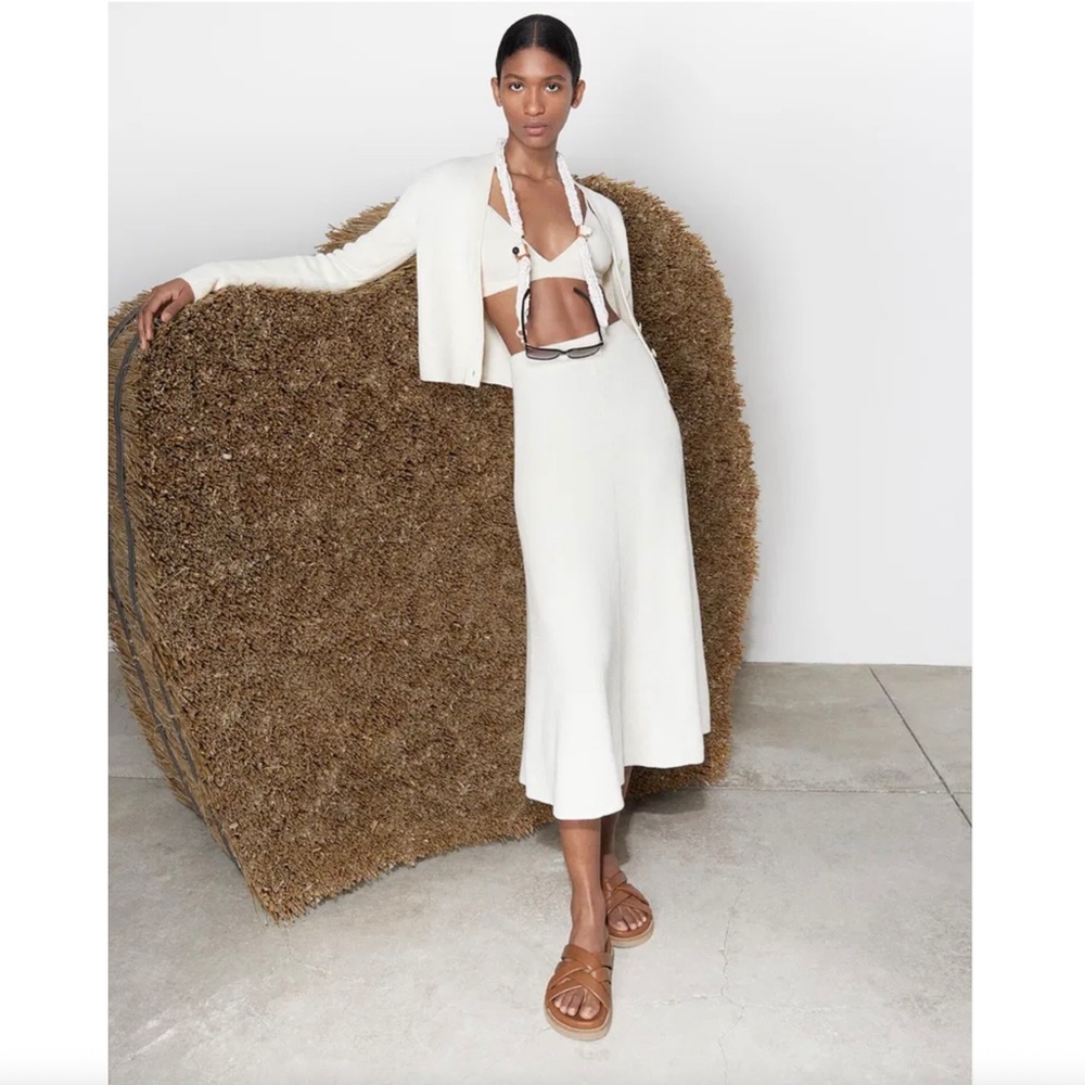 Joseph Ivory White Linen Cardigan Stitch Skirt - Picture 2 of 7